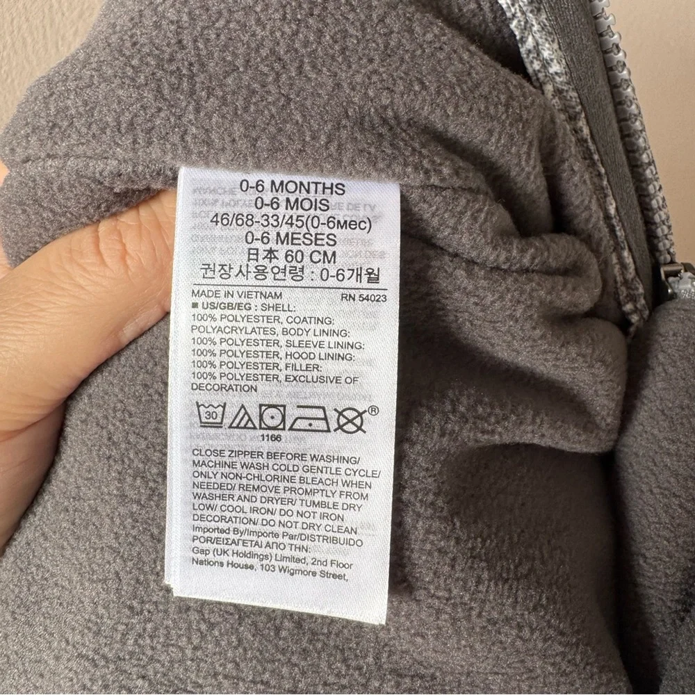 Gap Baby Gray Fleece Lined Puffer Footed Pram Bunting Outerwear‎ Suit 0-6 months